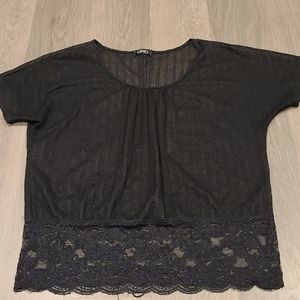 Deb Black Sheer and Lace Shirt XL